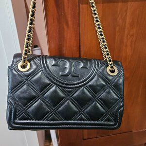 Tory Burch Quilted  Leather Fleming Soft Convertible Shoulder bag Large